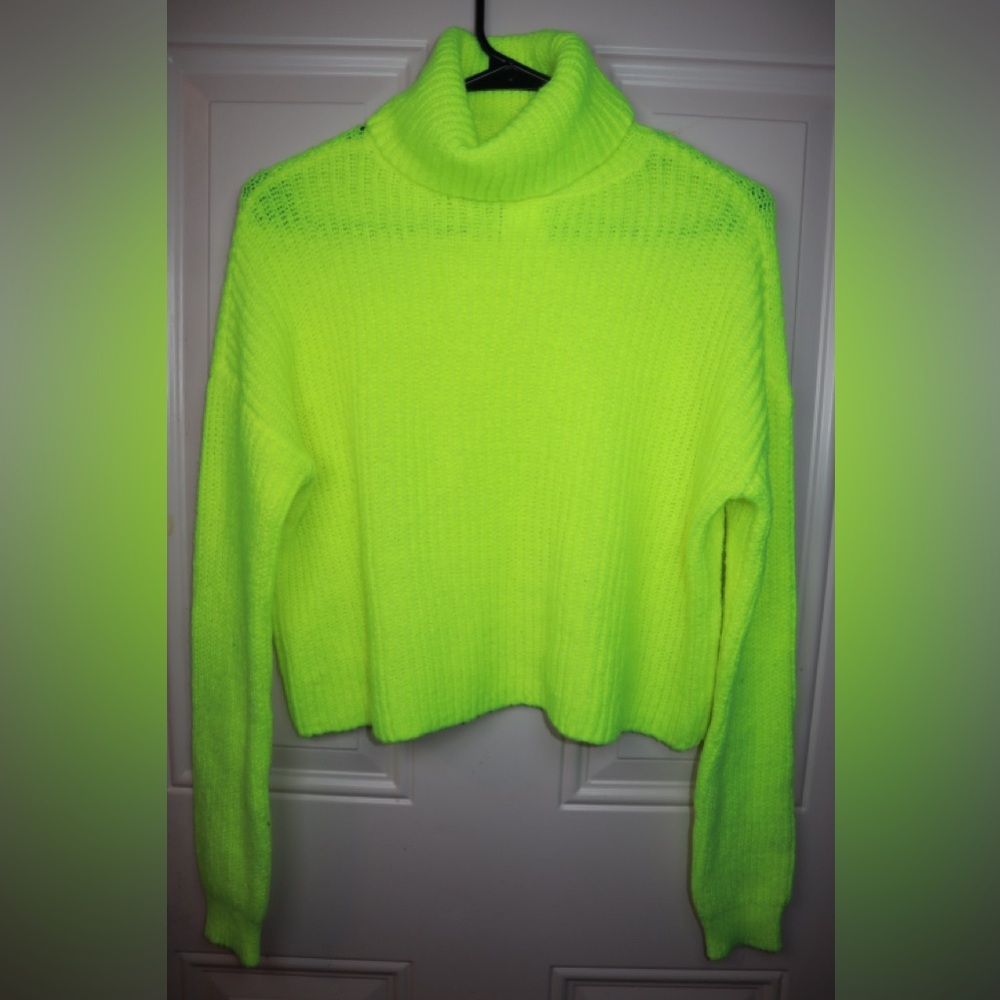 SO Neon Green Turtleneck Sweater